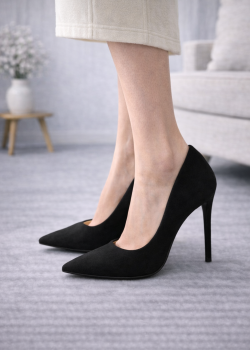 Classic Suede Stiletto Pumps 6302 - black
