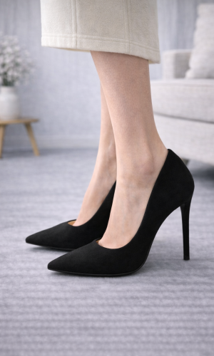 حذاء كعب عالي شامواه كلاسيكي 6302 - اسود