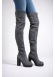 Grey Suede Over-the-Knee Platform Boots 6304 - gray
