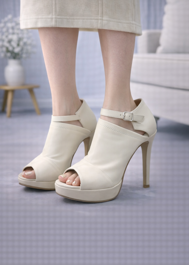 6305 حذاء نسائي عالي - بيج