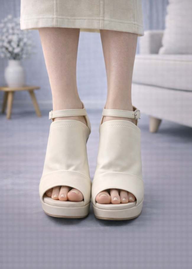 6305 حذاء نسائي عالي - بيج