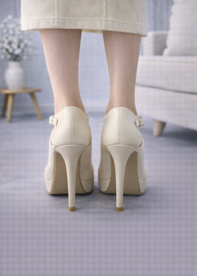 6305 حذاء نسائي عالي - بيج