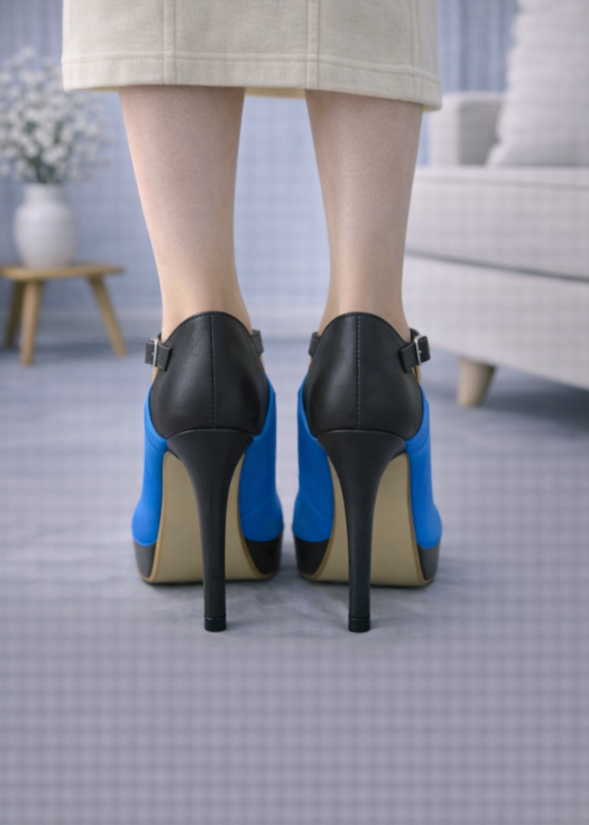 6305 حذاء نسائي عالي - ازرق