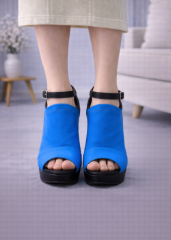 Modern Cutout Platform Heels with Ankle Strap 6305 - blue