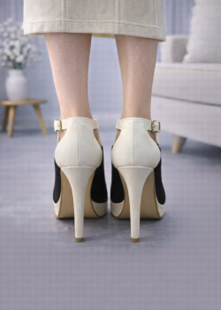 Modern Cutout Platform Heels with Ankle Strap 6305 - black