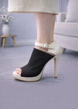 حذاء كعب عالي بتصميم عصري وحزام كاحل 6305 - اسود