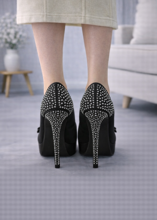 6306 حذاء نسائي كعب عالي - اسود