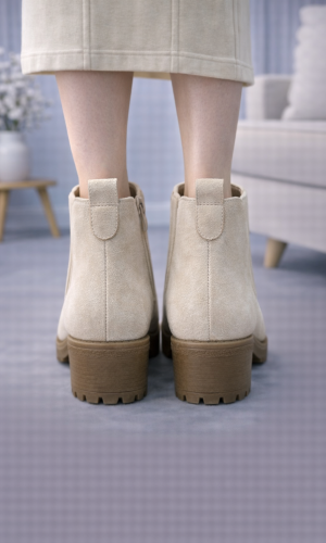 بوط كاحل شامواه بيج بنعل سميك 6307 - بيج