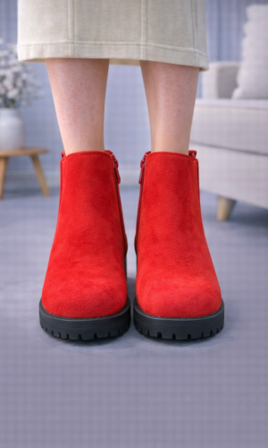 بوط كاحل شامواه بيج بنعل سميك 6307 - احمر