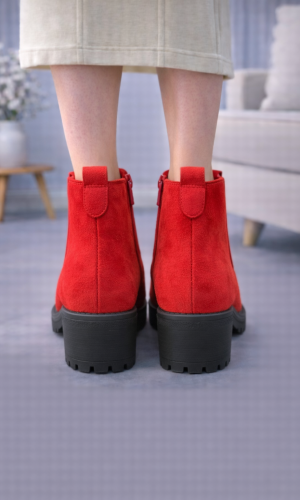 بوط كاحل شامواه بيج بنعل سميك 6307 - احمر