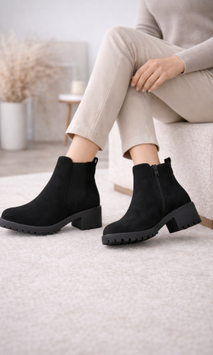 بوط كاحل شامواه بيج بنعل سميك 6307 - اسود