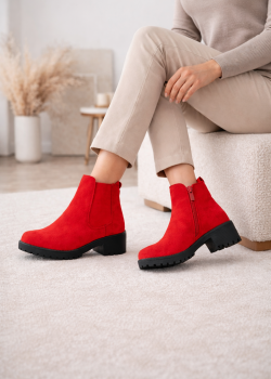 بوط كاحل شامواه بيج بنعل سميك 6307 - احمر