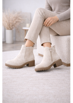 بوط كاحل شامواه بنعل سميك 6307 - بيج