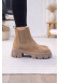 Beige Chelsea-Boots in Wildleder-Optik mit Chunky-Sohle 6308 - Mausgrau