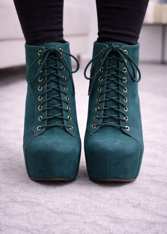 6312 حذاء نسائي كعب عالي - زيتي