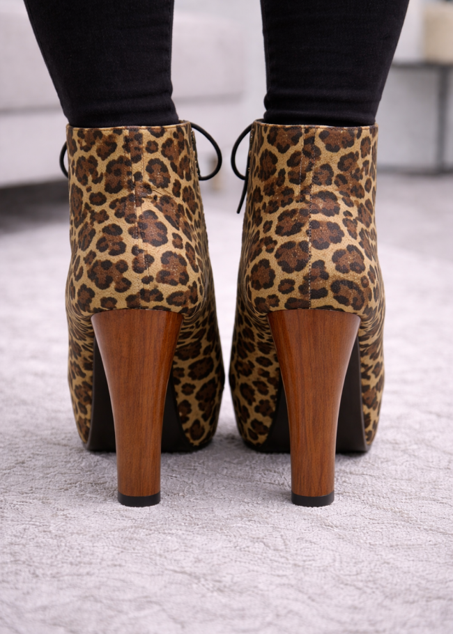 6312 حذاء نسائي كعب عالي - جلد النمر