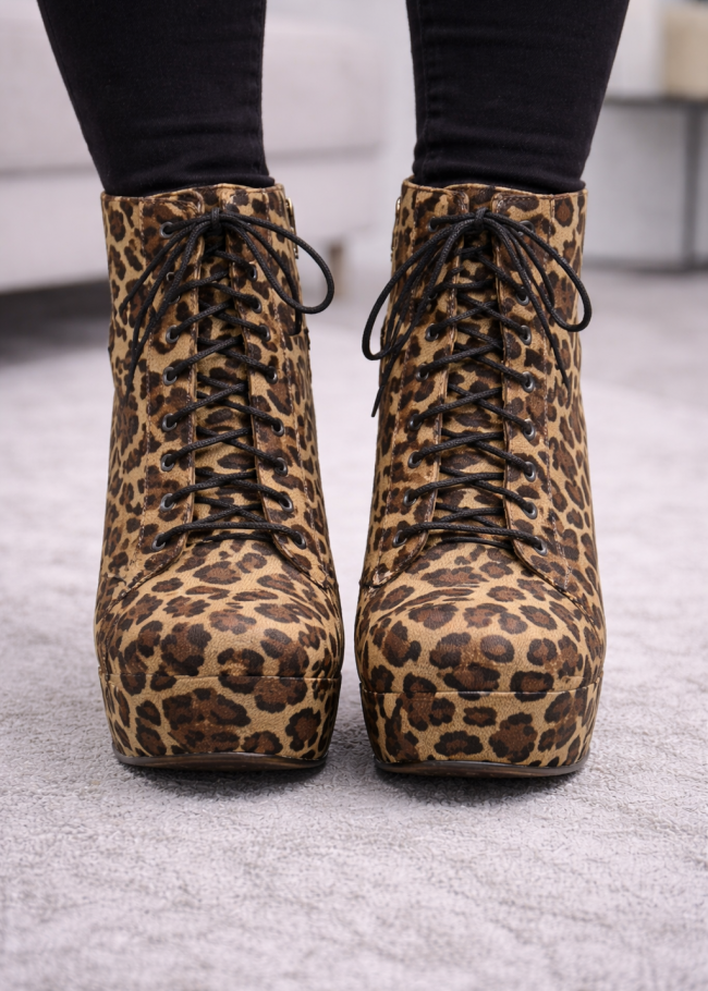 6312 حذاء نسائي كعب عالي - جلد النمر