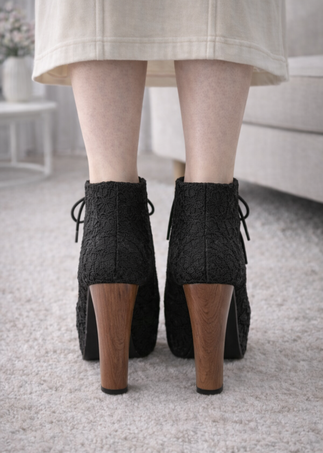 6313 حذاء نسائي ضانتيل عالي - اسود