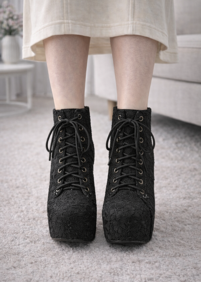 6313 حذاء نسائي ضانتيل عالي - اسود