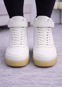 بوط رياضي جلد أبيض بتصميم عصري وحزام 6314 - ابيض