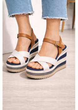 صندل روكي كعب عالي بتصميم بحري وأحزمة 6315 - بيج