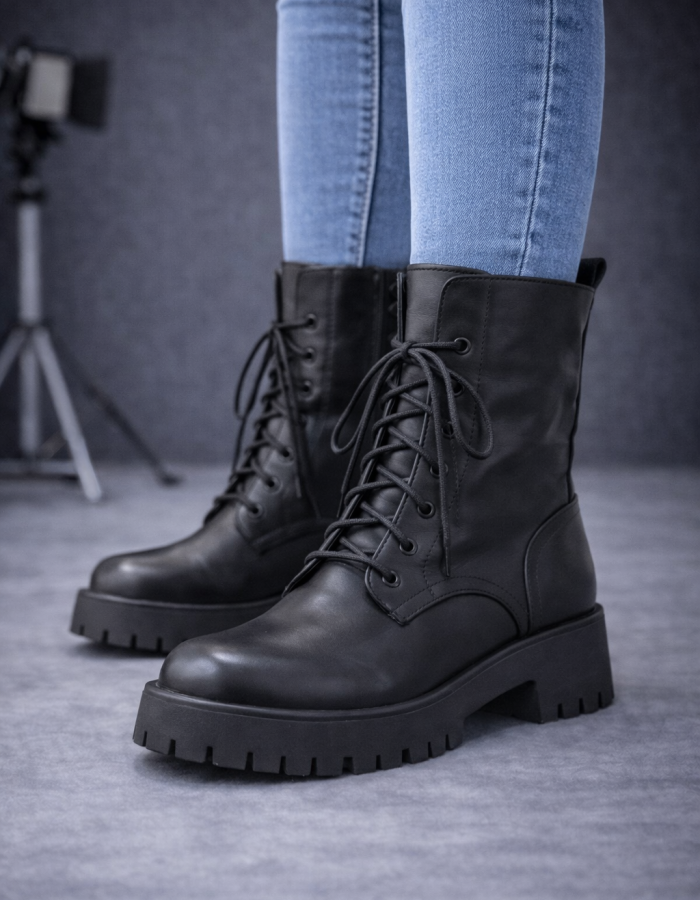 6319 بوط نسائي جلد - black