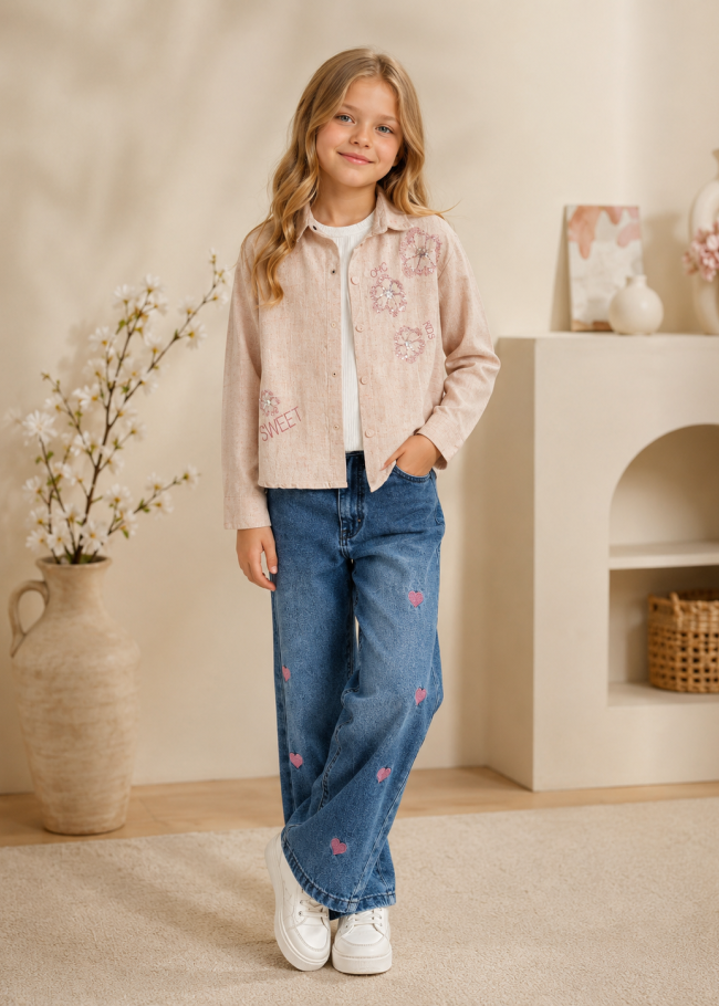 3543 طقم بناتي ناعورة - Rosa