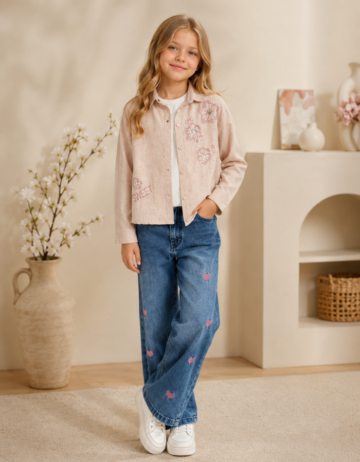 3543 طقم بناتي ناعورة - Rosa