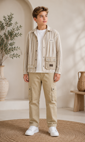 3552  طقم صبياني أتيكيت ثانك - Beige
