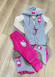 4-PIECE VELVET SUIT WOMEN'S TRACKSUIT - VEST - T-SHIRT - TROUSERS - SOCKS 1085 Fuşya