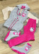 4-PIECE VELVET SUIT WOMEN'S TRACKSUIT - VEST - T-SHIRT - TROUSERS - SOCKS 1085 Fuşya