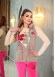 4-PIECE VELVET SUIT LOVE YOU EMBROIDERED WOMEN'S TRACKSUIT - VEST - T-SHIRTS - TROUSERS - SOCKS 1086 Açık kahverengi