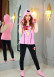 4-PIECE VELVET SUIT LOVE YOU EMBROIDERED WOMEN'S TRACKSUIT - VEST - T-SHIRTS - TROUSERS - SOCKS 1086 Pembe