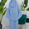 سدال شرعي قطعتين قماش المدينة بكبيشون مدمج وأكمام زم (شرشف , جلباب شرعي) 822 Bebe Mavi