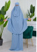 Muslim Dresses For Women ,Abayas Prayer Islamic Clothes Long dress Hijab Bonnet 2Pieces Sleeve Hijab Sheet 822 - baby blue
