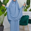 سدال شرعي قطعتين قماش المدينة بكبيشون مدمج وأكمام زم (شرشف , جلباب شرعي) 822 Bebe Mavi