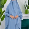سدال شرعي قطعتين قماش المدينة بكبيشون مدمج وأكمام زم (شرشف , جلباب شرعي) 822 Bebe Mavi