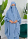 Muslim Dresses For Women ,Abayas Prayer Islamic Clothes Long dress Hijab Bonnet 2Pieces Sleeve Hijab Sheet 822 Bebe Mavi