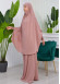 Muslim Dresses For Women ,Abayas Prayer Islamic Clothes Long dress Hijab Bonnet 2Pieces Sleeve Hijab Sheet 822 Pudra