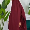 سدال شرعي قطعتين قماش المدينة بكبيشون مدمج وأكمام زم (شرشف , جلباب شرعي) 822 Bordo