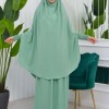سدال شرعي قطعتين قماش المدينة بكبيشون مدمج وأكمام زم (شرشف , جلباب شرعي) 822 Mint