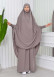 Muslim Dresses For Women ,Abayas Prayer Islamic Clothes Long dress Hijab Bonnet 2Pieces Sleeve Hijab Sheet 822 - light brown