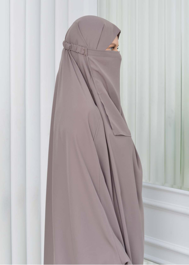 Muslim Dresses For Women ,Abayas Prayer Islamic Clothes Long dress Hijab Bonnet 2Pieces Sleeve Hijab Sheet 822 - light brown