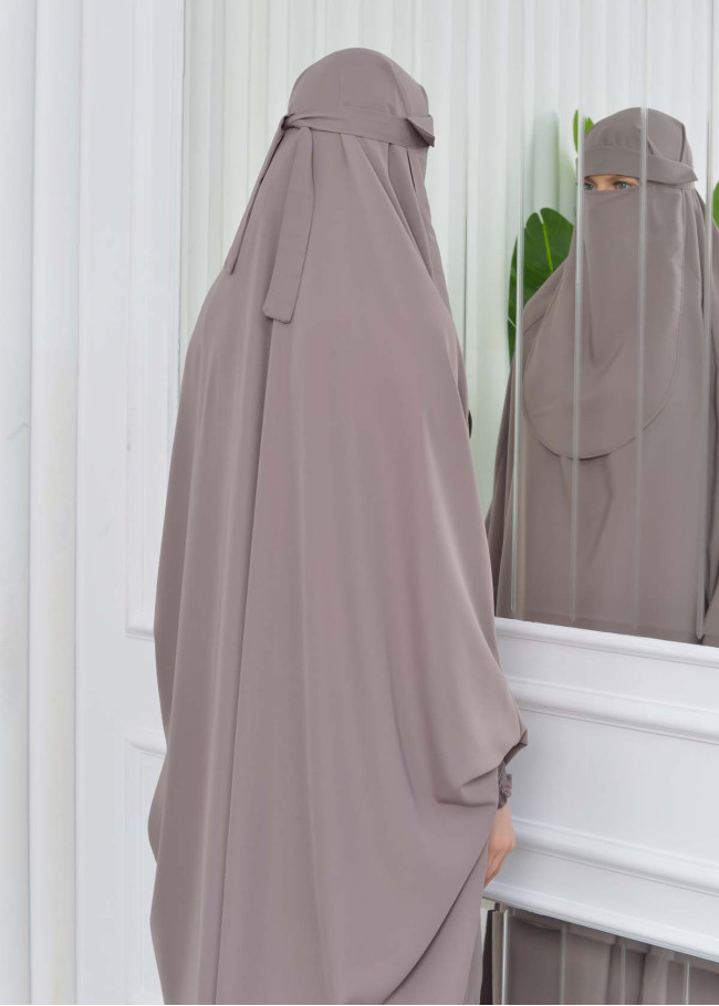 Muslim Dresses For Women ,Abayas Prayer Islamic Clothes Long dress Hijab Bonnet 2Pieces Sleeve Hijab Sheet 822 - light brown