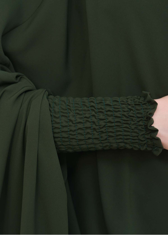 Muslim Dresses For Women ,Abayas Prayer Islamic Clothes Long dress Hijab Bonnet 2Pieces Sleeve Hijab Sheet 822 Haki