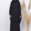 سدال شرعي قطعتين قماش المدينة أكمام ليكرا (شرشف , جلباب شرعي) 822 Siyah