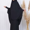 سدال شرعي قطعتين قماش المدينة أكمام ليكرا (شرشف , جلباب شرعي) 822 Siyah