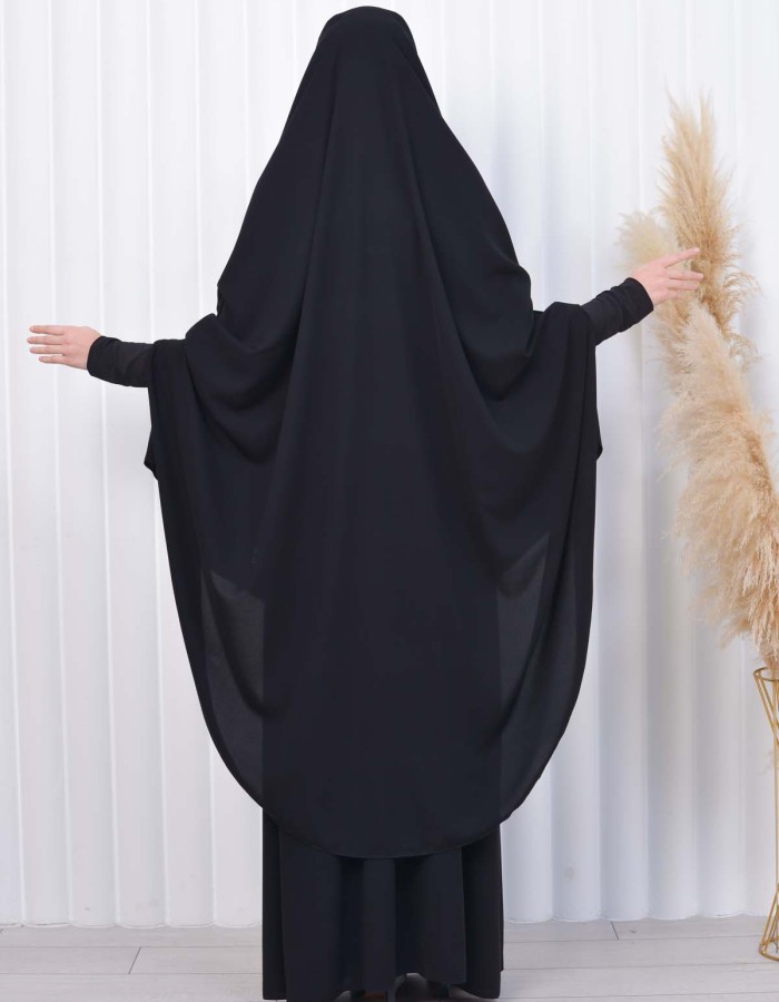 سدال شرعي قطعتين قماش المدينة أكمام ليكرا (شرشف , جلباب شرعي) 822 Siyah