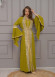 Altın işlemli  kaftan Abiye Elbise 4117 - kivi