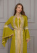 Altın işlemli  kaftan Abiye Elbise 4117 - kivi